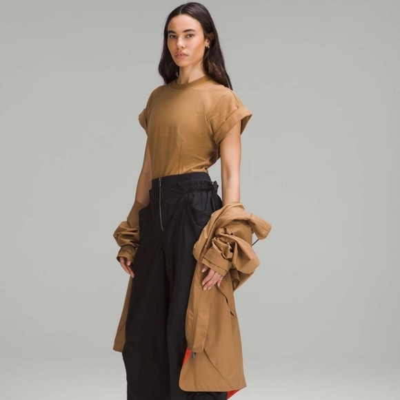 lululemon athletica Tops - NWT Lululemon Heavyweight Cotton T-Shirt Bodysuit Back Cutout Camel Size S